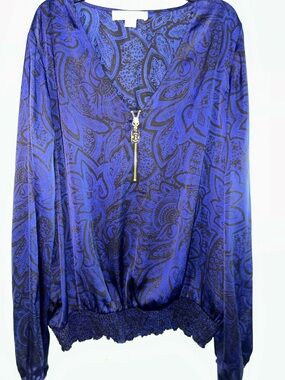 Michaels Blue and Black Paisley Dress Top
